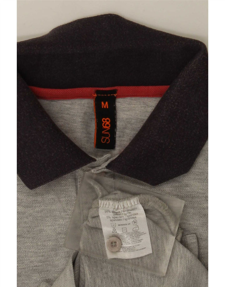 Sun68 Mens Polo Shirt Medium Grey Striped Cotton