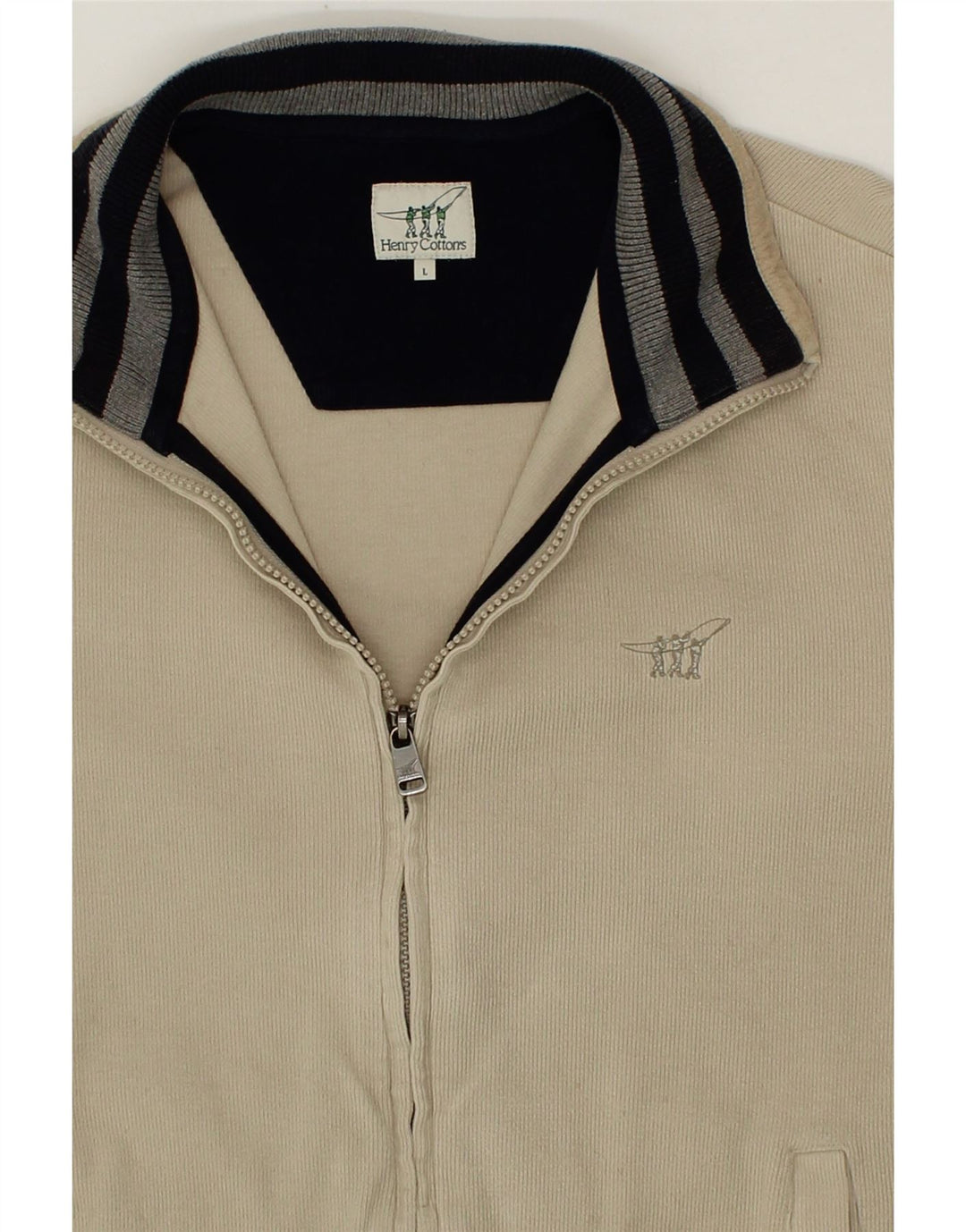 HENRY COTTONS Womens Tracksuit Top Jacket UK 16 Large Beige Cotton Vintage Henry Cottons and Second-Hand Henry Cottons from Messina Hembry 
