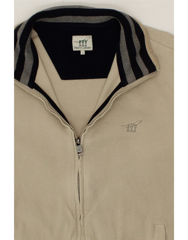 HENRY COTTONS Womens Tracksuit Top Jacket UK 16 Large Beige Cotton Vintage Henry Cottons and Second-Hand Henry Cottons from Messina Hembry 