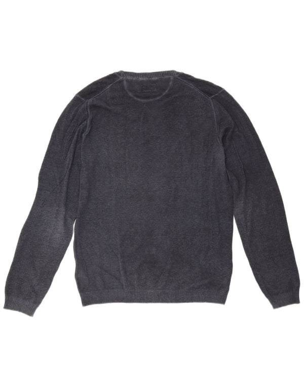 Marlboro Classics Mens V-Neck Jumper Sweater Medium Navy Blue Cotton