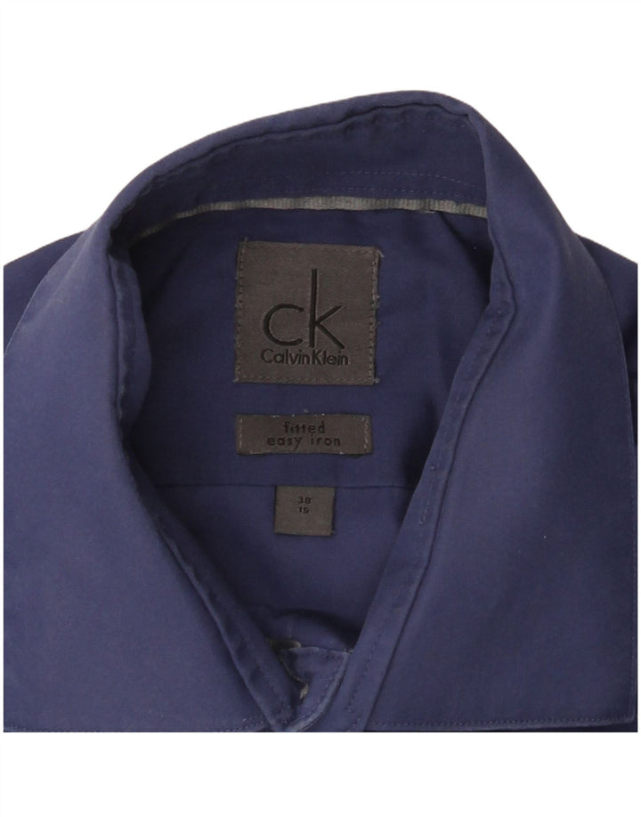 Calvin Klein Mens Fitted Shirt Size 38 15 Medium Blue