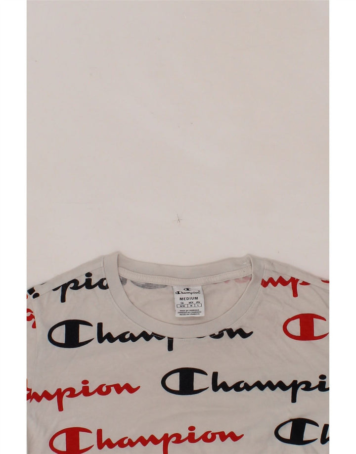 CHAMPION Womens Graphic T-Shirt Top UK 12 Medium White Cotton Vintage Champion and Second-Hand Champion from Messina Hembry 