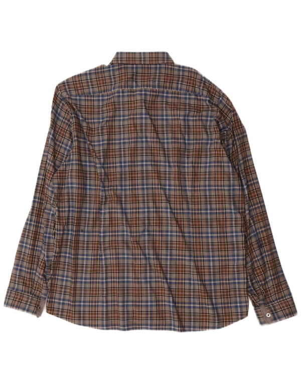 Hugo Boss Mens Regular Fit Shirt XL Brown Check Cotton