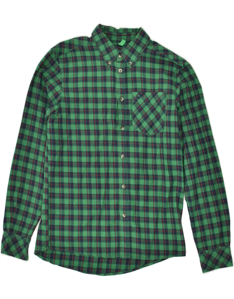 UNITED COLORS OF BENETTON Boys Flannel Shirt 11-12 Years 2XL  Green Check | Vintage United Colors of Benetton | Thrift | Second-Hand United Colors of Benetton | Used Clothing | Messina Hembry 