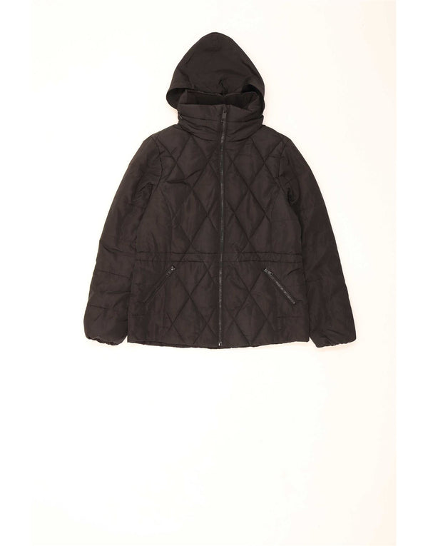 Marks & Spencer Womens Loose Fit Hooded Padded Jacket UK 10 Small Black