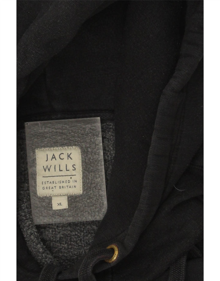 Jack Wills Mens Hoodie Jumper XL Black Cotton