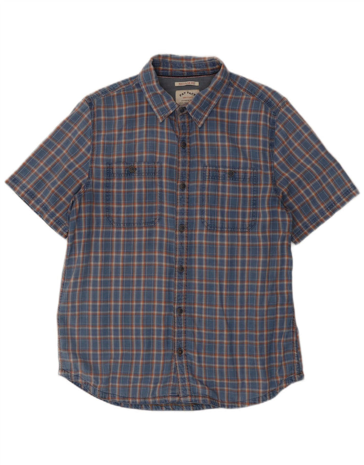 Fat Face Mens Short Sleeve Regular Fit Shirt Large Blue Check Cotton