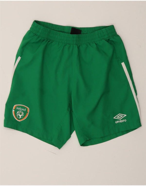 Umbro Mens Ireland Graphic Regular Fit Sport Shorts Small Green Colourblock