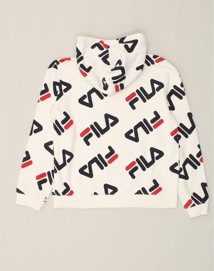 FILA Boys Graphic Hoodie Jumper 15-16 Years 2XL White Cotton | Vintage Fila | Thrift | Second-Hand Fila | Used Clothing | Messina Hembry 