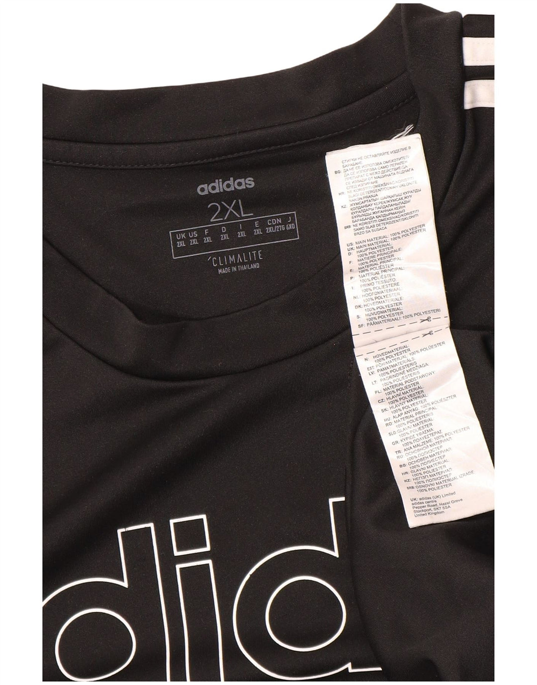 Adidas Mens Climalite Graphic T-Shirt Top 2XL Black Polyester