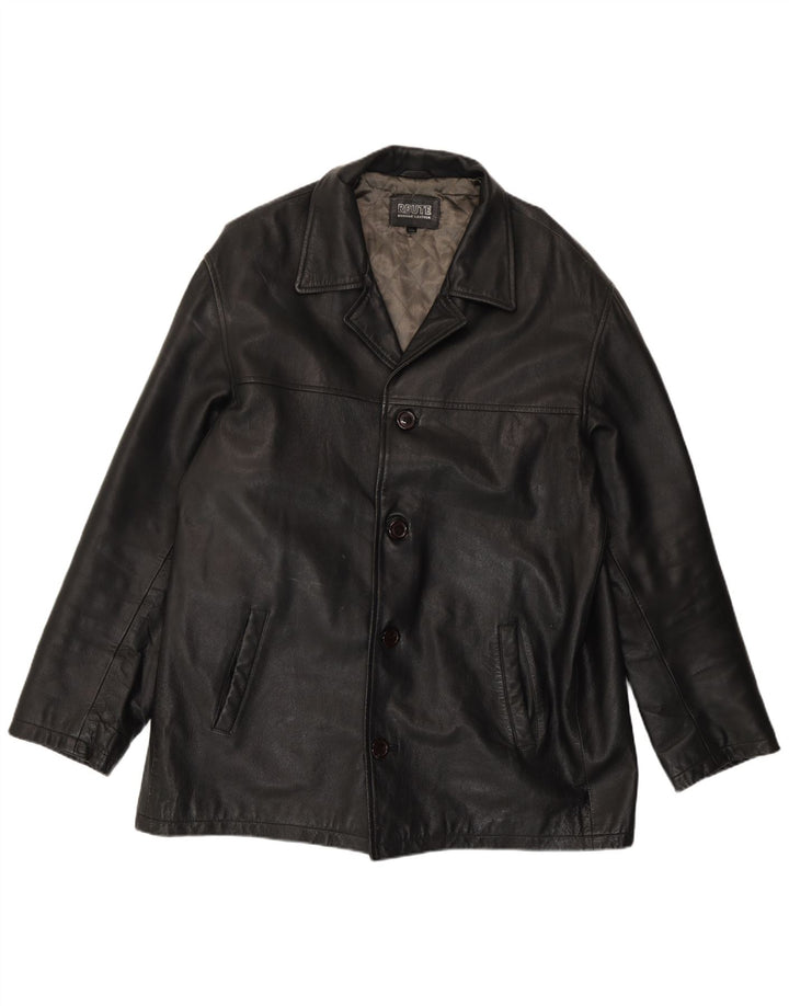 Vintage Mens Leather Jacket UK 44 2XL Black Leather
