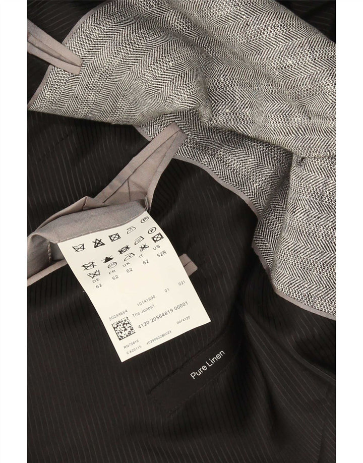 Hugo Boss Mens 2 Button Blazer Jacket EU 62 6XL Grey Linen