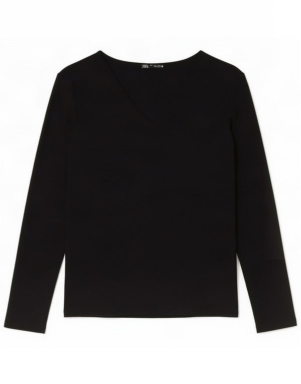 Zara Womens Top Long Sleeve UK 10 Small Black