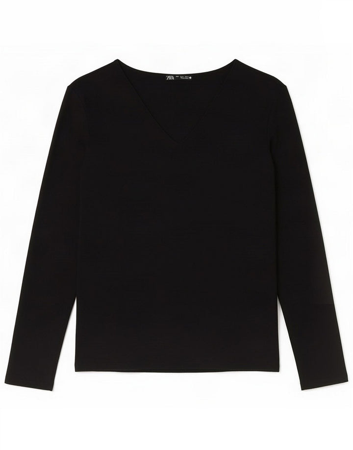 Zara Womens Top Long Sleeve UK 10 Small Black