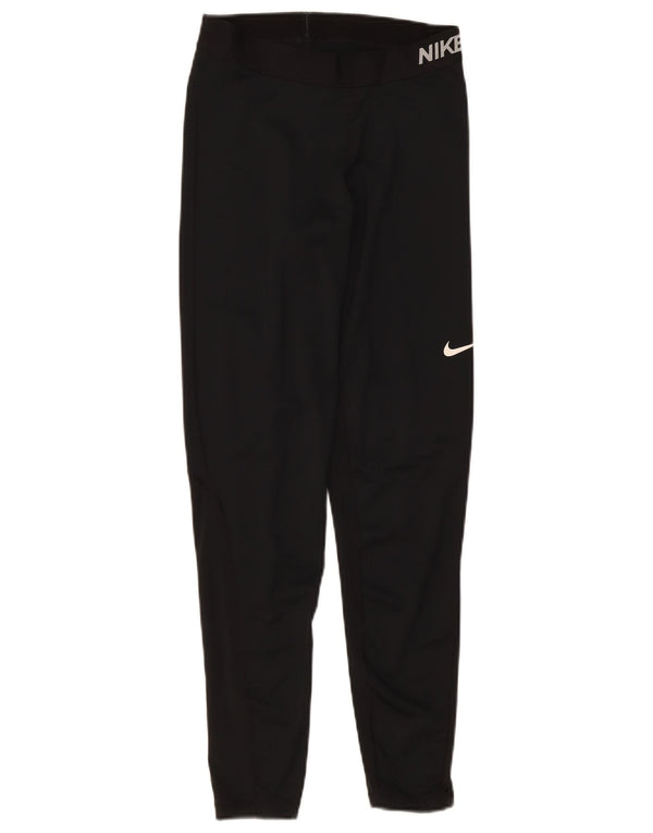 Nike Womens Dri Fit Graphic Leggings UK 12 Medium Black Polyester