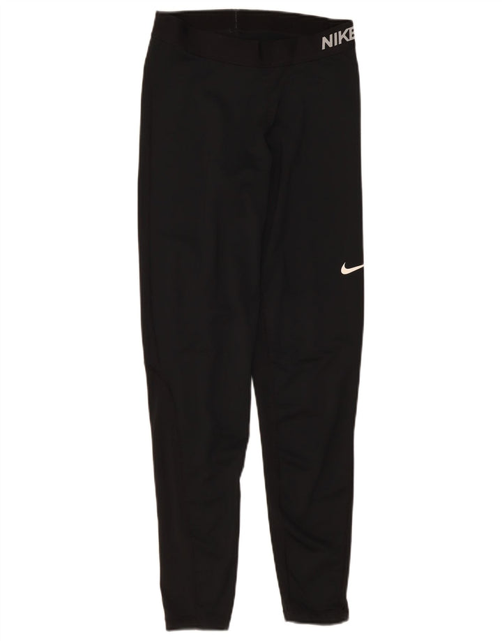 Nike Womens Dri Fit Graphic Leggings UK 12 Medium Black Polyester