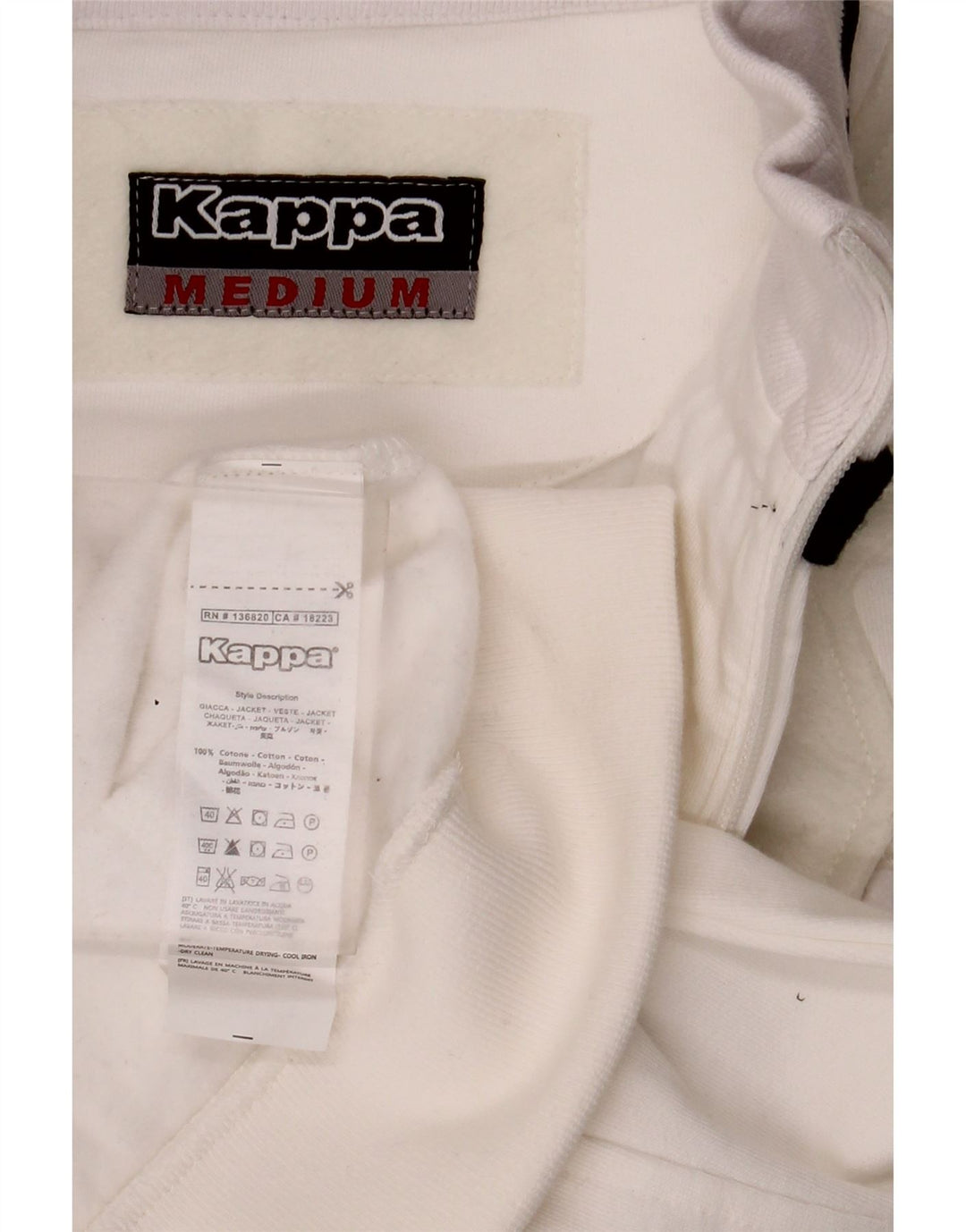 Kappa Womens Tracksuit Top Jacket UK 12 Medium White Cotton