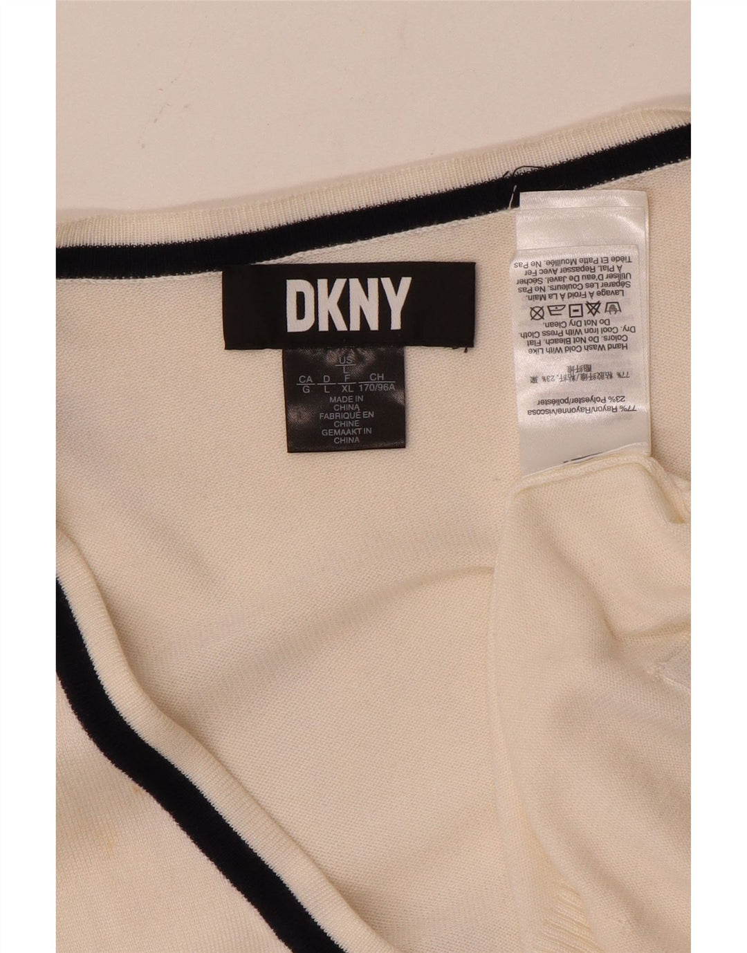 DKNY Womens Open Cardigan Sweater UK 16 Large White Rayon