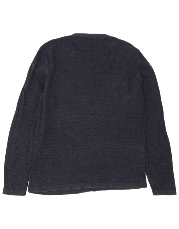 Jack & Jones Mens Crew Neck Jumper Sweater Large Navy Blue Cotton