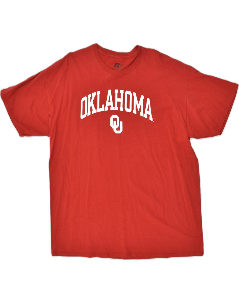 RUSSELL ATHLETIC Mens Oklahoma Graphic T-Shirt Top 2XL Red Cotton | Vintage Russell Athletic | Thrift | Second-Hand Russell Athletic | Used Clothing | Messina Hembry 