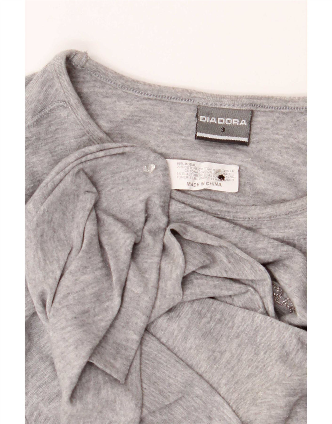 Diadora Womens T-Shirt Top US 3 Small Grey Modal