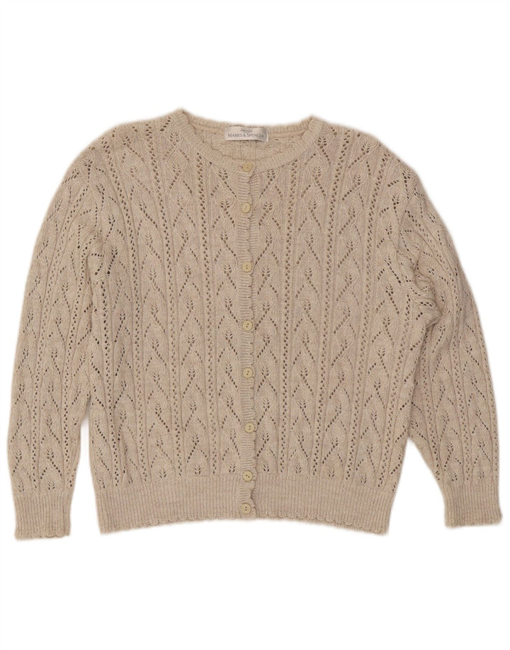 Marks & Spencer Womens Cardigan Sweater UK 12 Medium Beige Acrylic