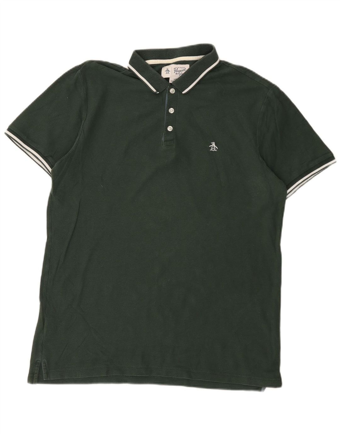 PENGUIN Mens Polo Shirt Large Green Cotton