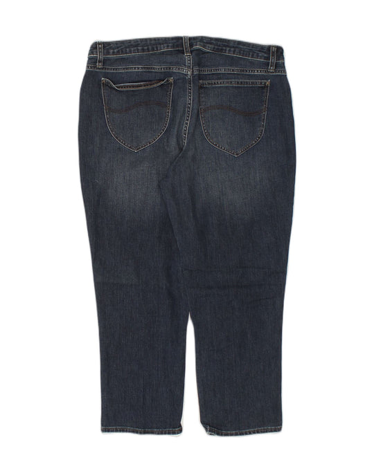 LEE Womens Slim Capri Jeans UK 14 Large W34 L23 Black Cotton