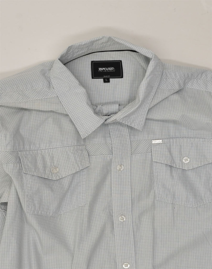 RIP CURL Mens Slim Fit Shirt Large Grey Gingham Cotton | Vintage Rip Curl | Thrift | Second-Hand Rip Curl | Used Clothing | Messina Hembry 