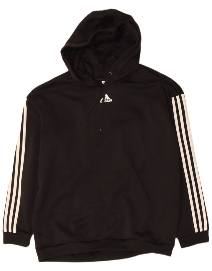 ADIDAS Womens Hoodie Jumper UK 16/18 Large Black Polyester