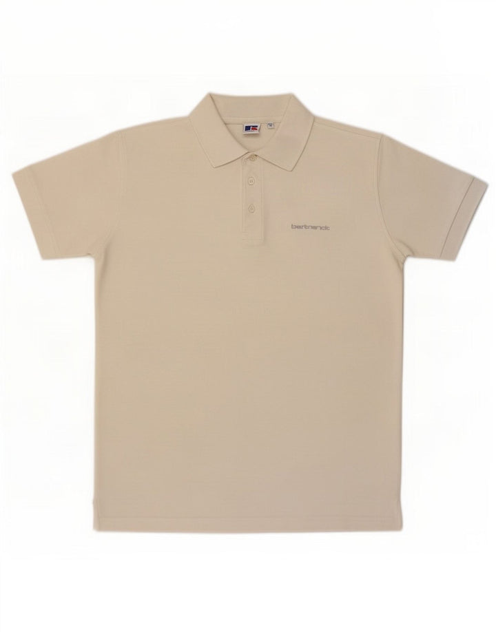 Russell Athletic Mens Polo Shirt Medium White Cotton