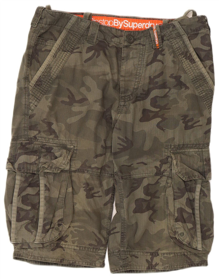 Superdry Mens Cargo Shorts Medium W32 Khaki Camouflage Cotton