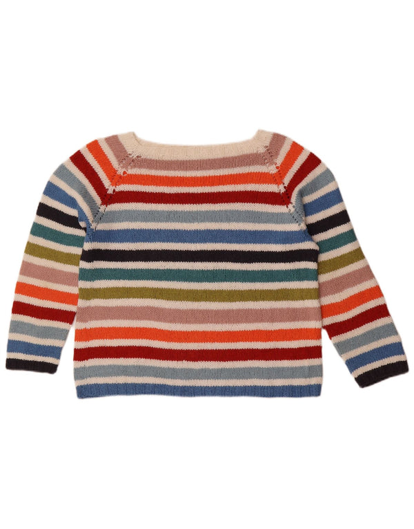 Vintage Womens Boat Neck Jumper Sweater UK 14 Medium Multicoloured Striped