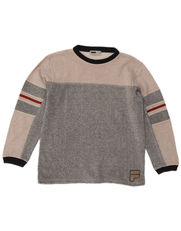 Fila Boys Sweatshirt Jumper 13-14 Years Large Grey Colourblock