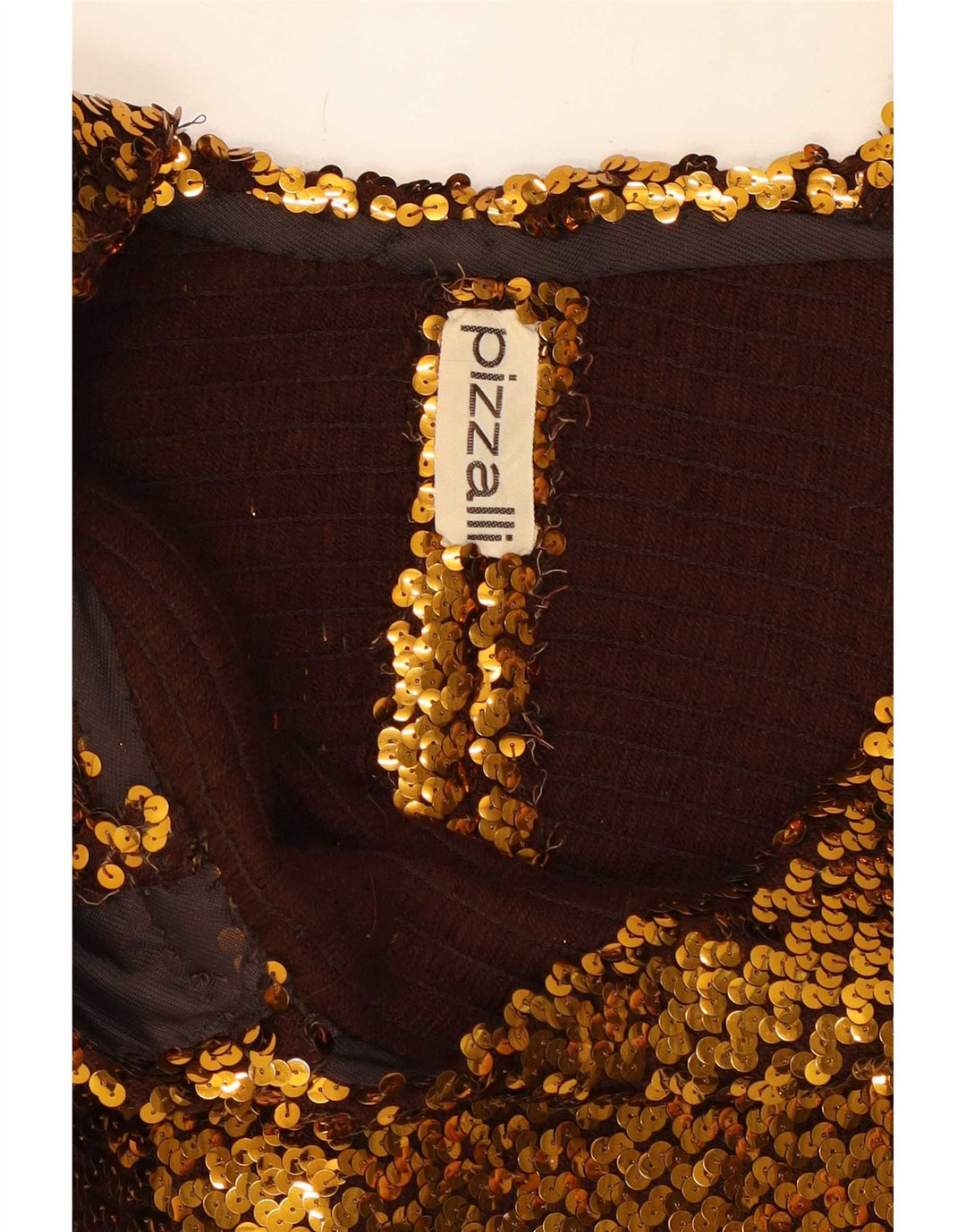 Vintage Womens Sleeveless Sequin Crop Top UK 12 Medium Gold
