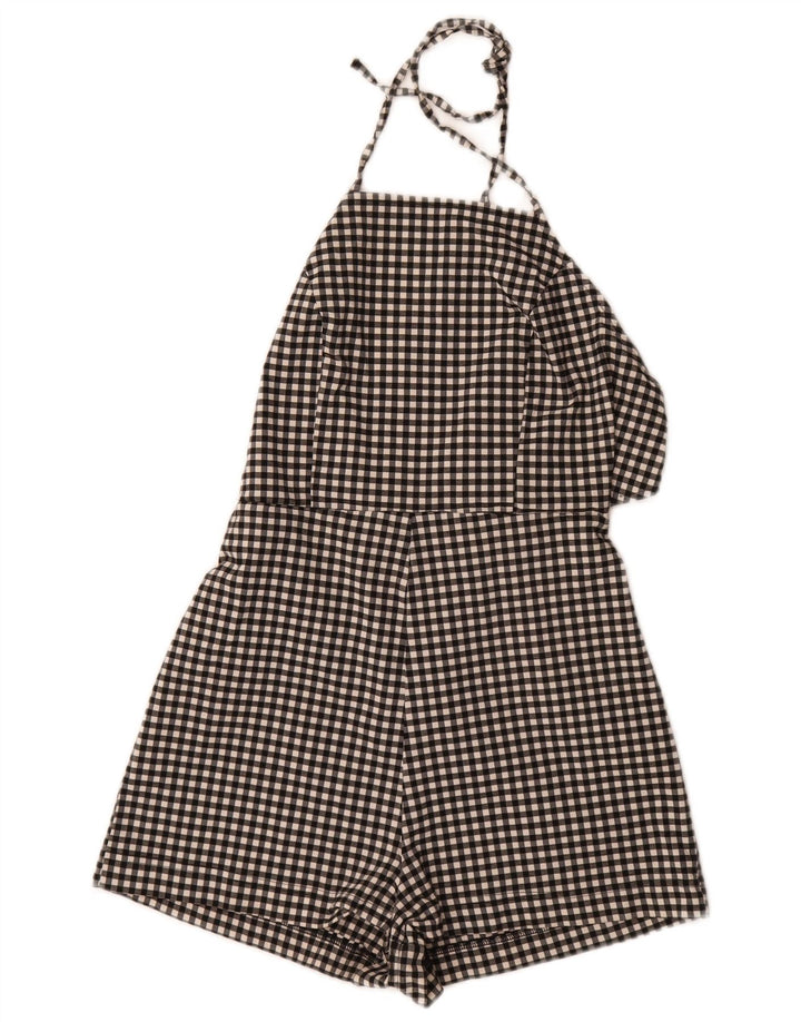 Topshop Womens Halter Playsuit UK 10 Small Black Gingham Viscose