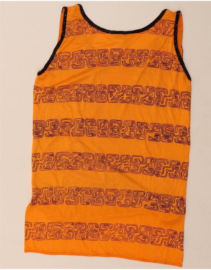 VINTAGE Womens Abstract Pattern Vest Top UK 14 Medium Orange Rayon Vintage Vintage and Second-Hand Vintage from Messina Hembry 