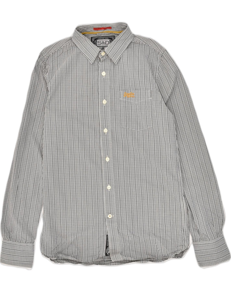 SUPERDRY Mens Shirt Large Grey Check Cotton | Vintage Superdry | Thrift | Second-Hand Superdry | Used Clothing | Messina Hembry 