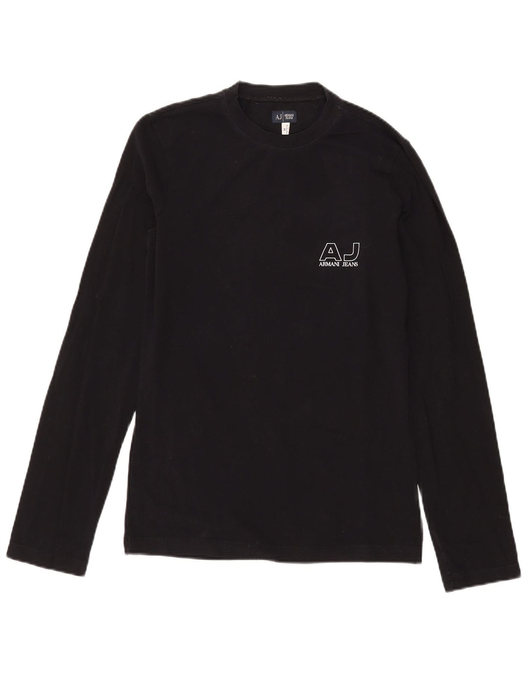 Armani Jeans Mens Graphic Top Long Sleeve Medium Black Cotton