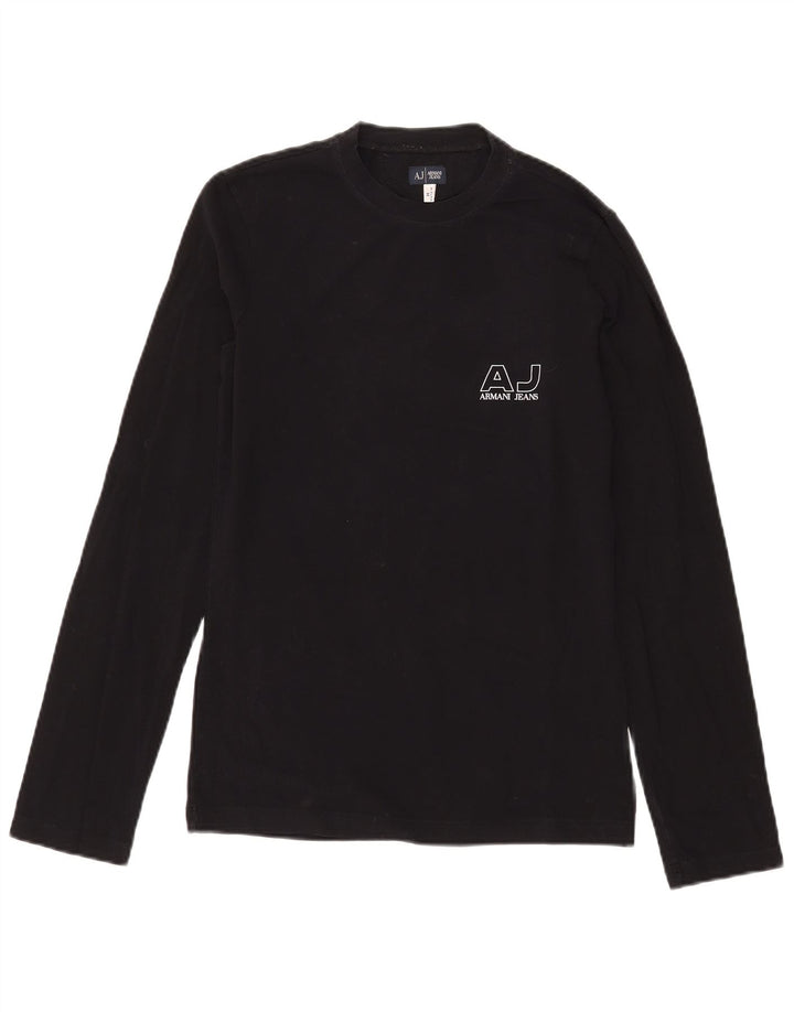 Armani Jeans Mens Graphic Top Long Sleeve Medium Black Cotton