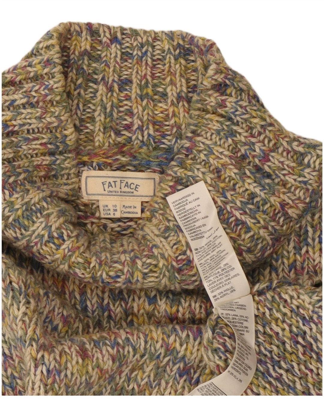 Fat Face Womens Turtle Neck Jumper Sweater UK 10 Small Multicoloured