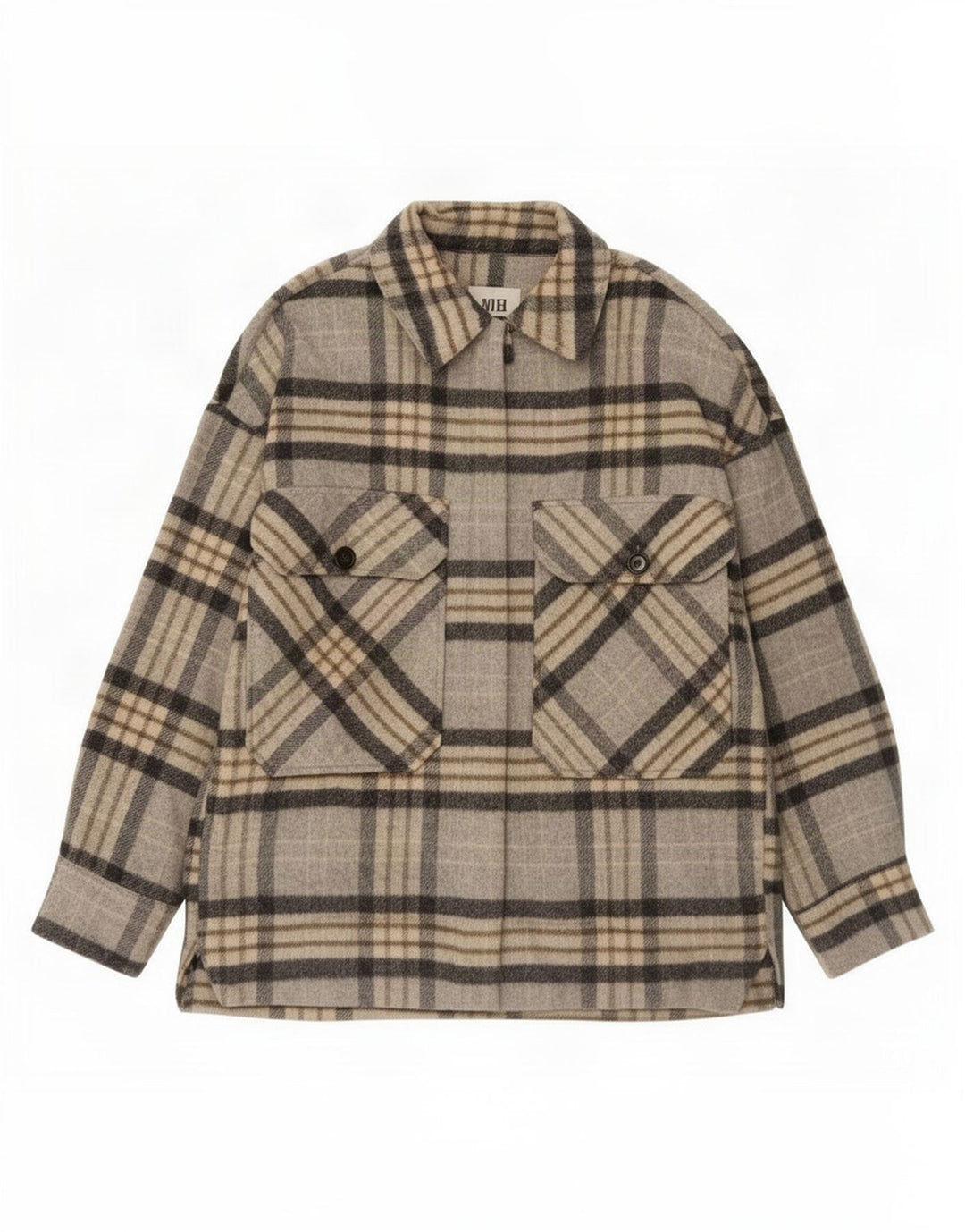Zara Womens Shacket Jacket UK 14 Medium Grey Plaid