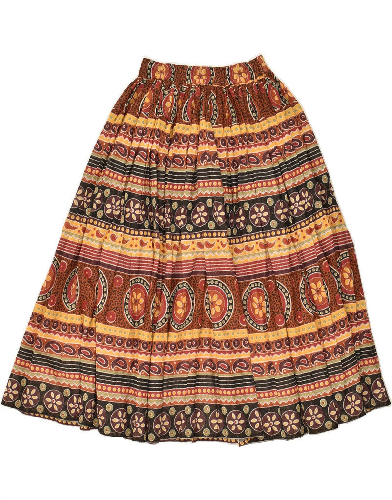 VINTAGE Womens Flared Skirt IT 40 Small W26 Brown Paisley Cotton | Vintage Vintage | Thrift | Second-Hand Vintage | Used Clothing | Messina Hembry 