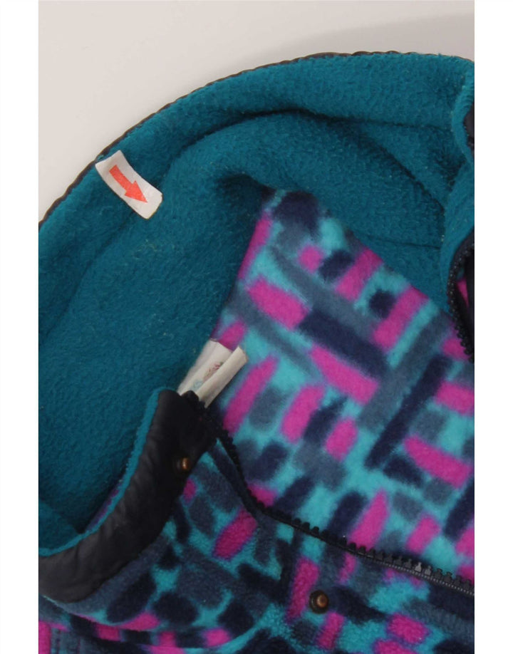 Brugi Mens Zip Neck Fleece Jumper Small Blue Geometric Polyester
