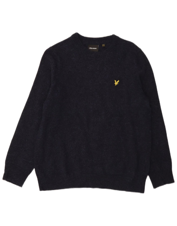 Lyle & Scott Womens Boat Neck Jumper Sweater UK 16 Large Navy Blue