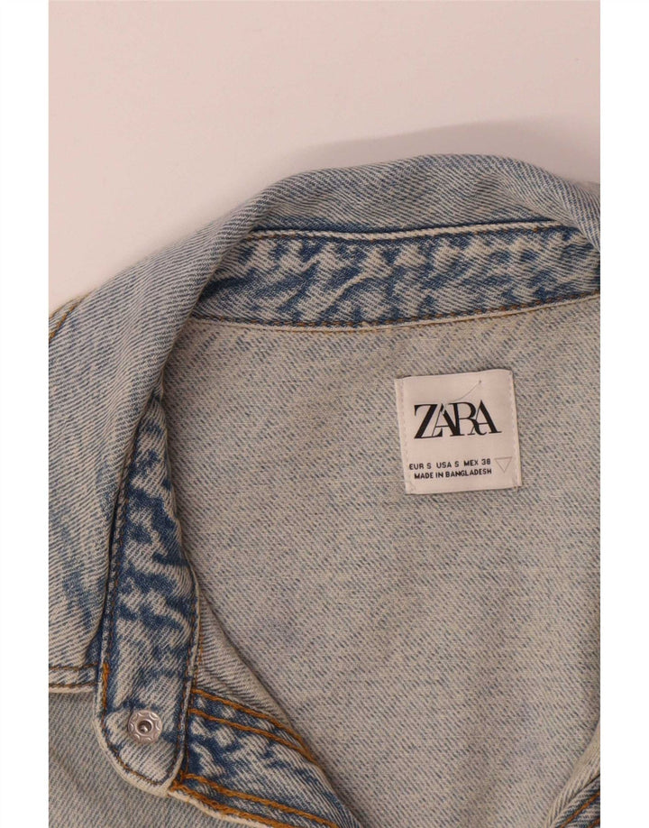Zara Mens Oversized Denim Jacket UK 36 Small Blue Cotton