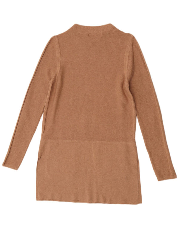 Marks & Spencer Womens Long Sleeve Jumper Dress UK 10 Small Beige Cotton