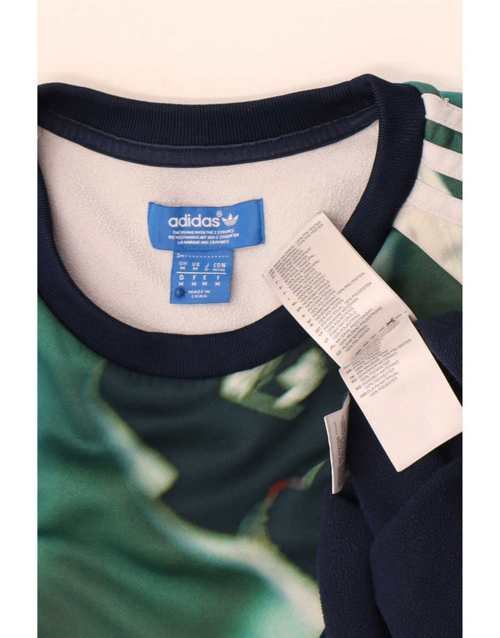Adidas Mens Sweatshirt Jumper Medium Navy Blue Colourblock Polyester