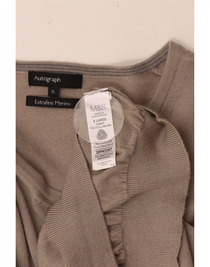 Marks & Spencer Mens Autograph V-Neck Jumper Sweater XL Beige Wool