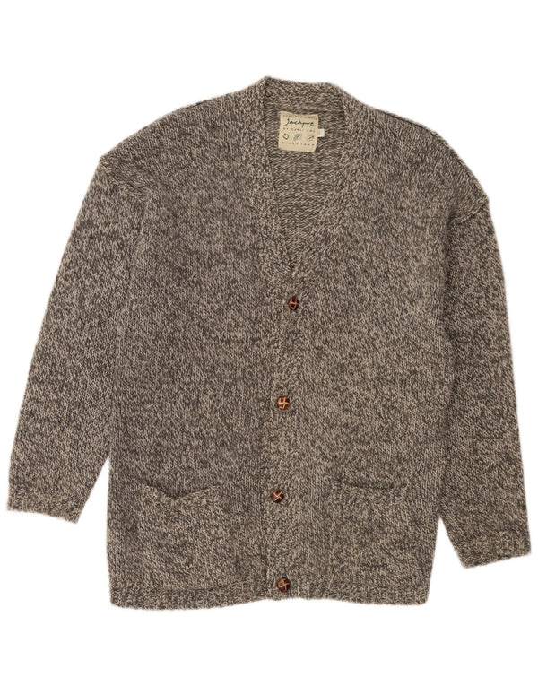 Jackpot Mens Cardigan Sweater Large Grey Flecked
